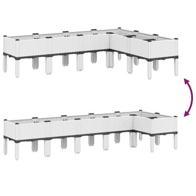 vidaXL Kukkalaatikko jaloilla valkoinen 160x120x42 cm PP