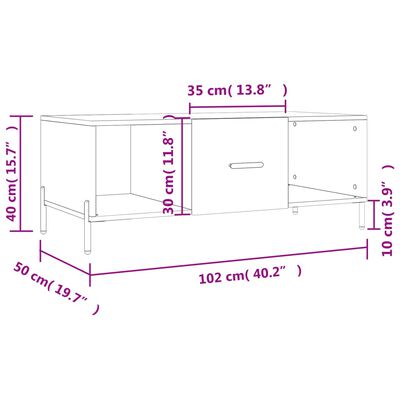 vidaXL Sohvapöytä Sonoma-tammi 102x50x40 cm tekninen puu