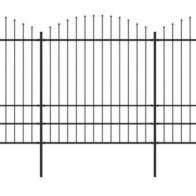 vidaXL Puutarha-aita keihäskärjillä teräs (1,75-2)x6,8 m musta