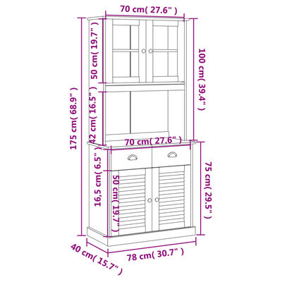 vidaXL Kaappi VIGO harmaa 78x40x175 cm täysi mänty