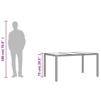 vidaXL Puutarhapöytä lasipöytälevy musta 150x90x75 cm polyrottinki