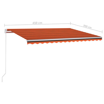 vidaXL Automaattisesti kelattava markiisi tolpilla 4,5x3m oranssirusk.