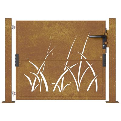 vidaXL Puutarhaportti 105x105 cm corten teräs ruohokuvio