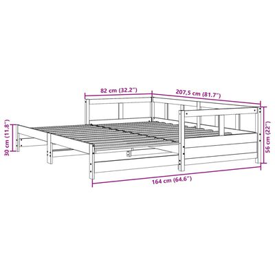 vidaXL Vuodesohva ilman patjaa 80x200 cm täysi mänty