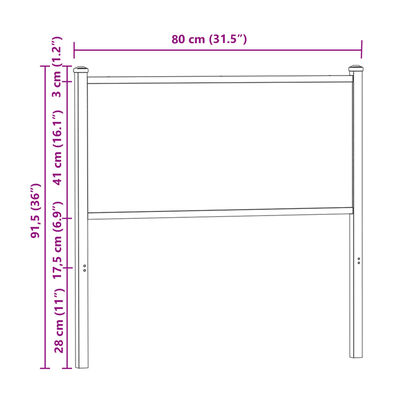 vidaXL Sängynpääty savutammi 75 cm tekninen puu ja teräs