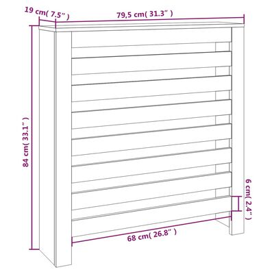 vidaXL Lämpöpatterin suoja valkoinen 79,5x19x84 cm täysi mänty