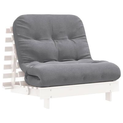 vidaXL Futon vuodesohva patjalla valkoinen 80x206x11 cm täysi mänty