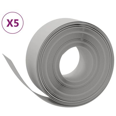 vidaXL Puutarhareunukset 5 kpl harmaa 10 m 20 cm polyeteeni