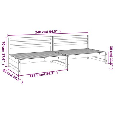 vidaXL Puutarhan keskisohvat 2 kpl harmaa 120x80 cm täysi mänty