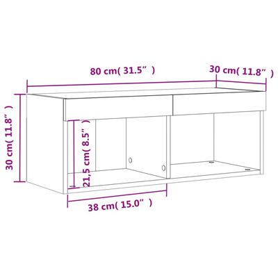 vidaXL TV-taso LED-valoilla betoninharmaa 80x30x30 cm