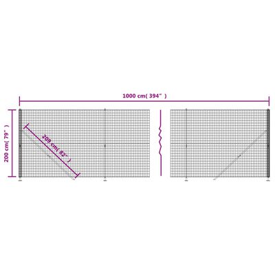 vidaXL Verkkoaita laipalla vihreä 2x10 m