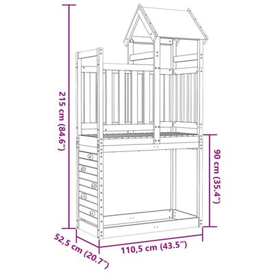 vidaXL Leikkitorni kiipeilykiviseinällä 110,5x52,5x215 cm douglaskuusi