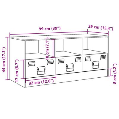 vidaXL TV-taso sinapinkeltainen 99x39x44 cm teräs