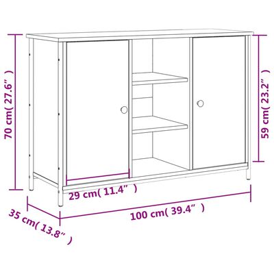 vidaXL Senkki Sonoma-tammi 100x35x70 cm tekninen puu