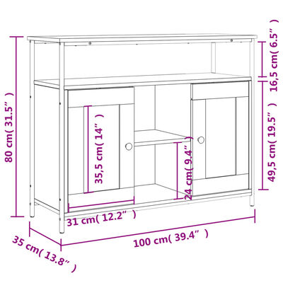 vidaXL Senkki savutammi 100x35x80 cm tekninen puu