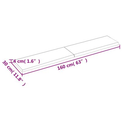 vidaXL Seinähylly 160x30x(2-4) cm käsittelemätön täysi tammi