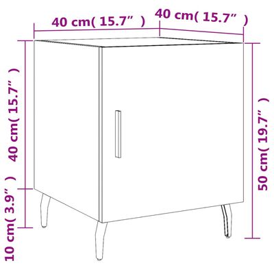 vidaXL Yöpöydät 2 kpl ruskea tammi 40x40x50 cm tekninen puu