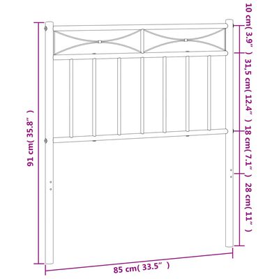 vidaXL Metallinen sängynpääty musta 80 cm