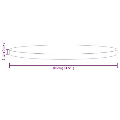 vidaXL Pöytälevy pyöreä valkoinen Ø80x3 cm täysi mänty