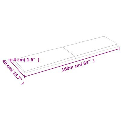 vidaXL Pöytälevy 160x40x(2-4) cm käsittelemätön täysi puu elävä reuna