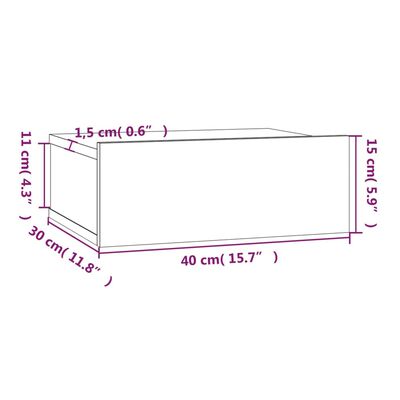 vidaXL Kelluva yöpöytä savutammi 40x30x15 cm tekninen puu