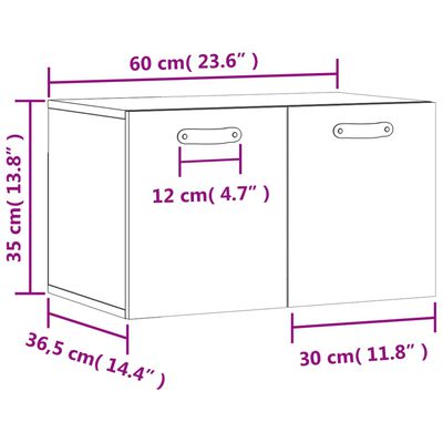 vidaXL Seinäkaappi ruskea tammi 60x36,5x35 cm tekninen puu