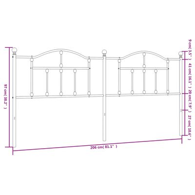 vidaXL Metallinen sängynpääty valkoinen 200 cm