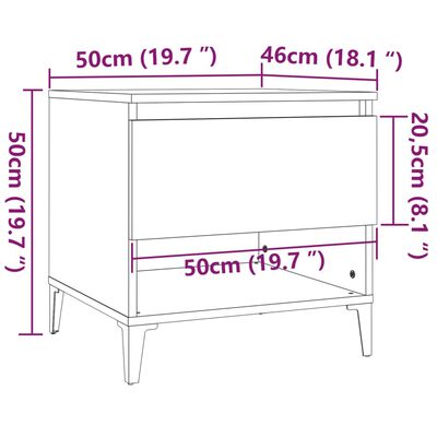 vidaXL Sivupöydät 2 kpl betoninharmaa 50x46x50 cm tekninen puu