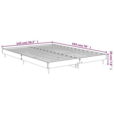 vidaXL Sängynrunko ruskea tammi 140x190 cm tekninen puu