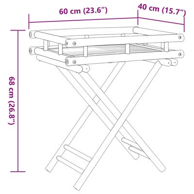 vidaXL Kokoontaitettava tarjotinpöytä 60x40x68 cm bambu