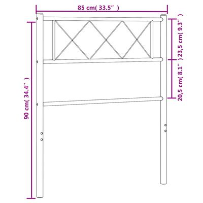 vidaXL Metallinen sängynpääty musta 80 cm