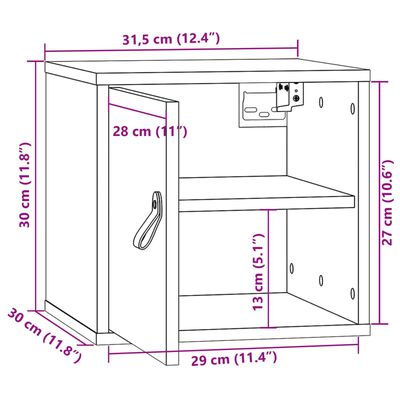 vidaXL Seinäkaapit 2 kpl valkoinen 31,5x30x30 cm täysi mänty