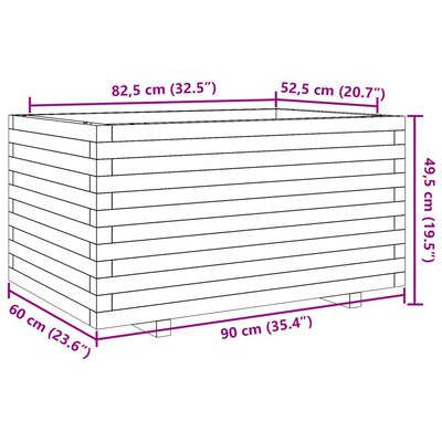 vidaXL Puutarhakukkalaatikko 90x60x49,5 cm kyllästetty mänty