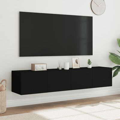 vidaXL TV-seinäkaapit LED-valoilla 2 kpl musta 80x35x31 cm