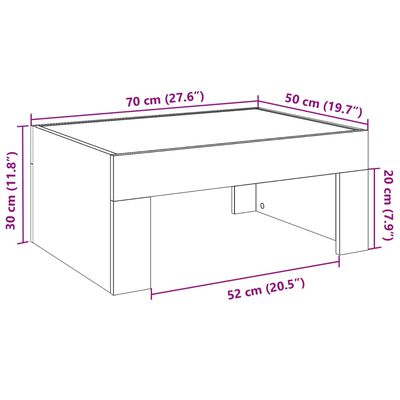 vidaXL sohvapöytä Infinity LED-valoilla Sonoma-tammi 70x50x30 cm