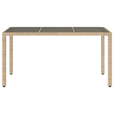 vidaXL Puutarhapöytä lasipöytälevy beige 150x90x75 cm polyrottinki