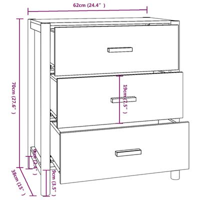 vidaXL Senkki musta 62x38x70 cm tekninen puu