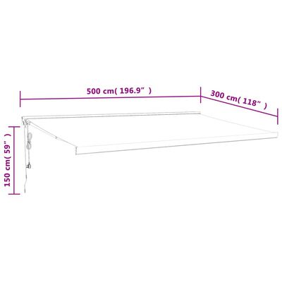 vidaXL Sisäänkelattava markiisi keltavalkoinen 5x3 m kangas/alumiini