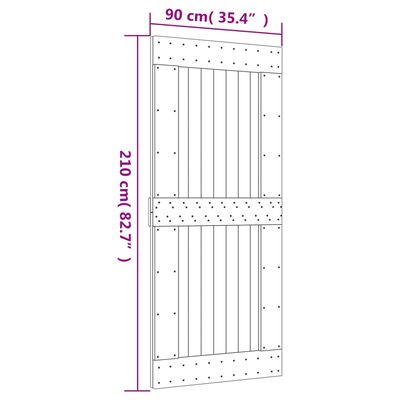 vidaXL Liukuovi asennustarvikkeineen 90x210 cm täysi mänty