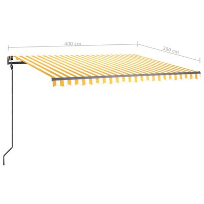 vidaXL Sisäänkelattava markiisi LED/tuulisensori 4x3 m keltavalkoinen