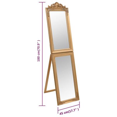 vidaXL Vapaasti seisova peili kulta 45x180 cm