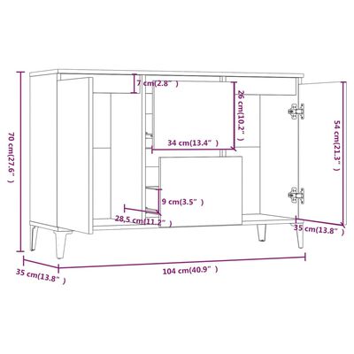 vidaXL Senkki harmaa Sonoma 104x35x70 cm tekninen puu