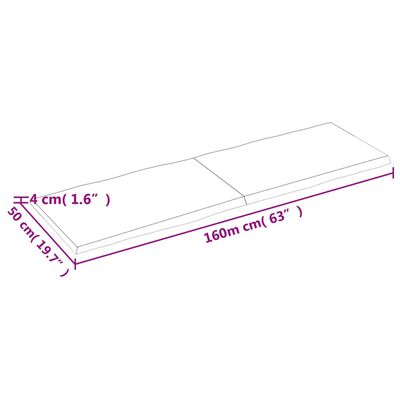 vidaXL Pöytälevy ruskea 160x50x(2-4)cm käsitelty täystammi elävä reuna