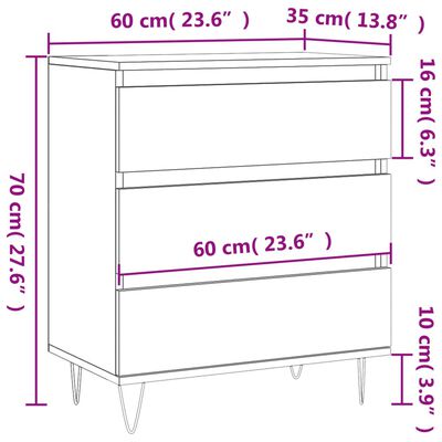 vidaXL Senkki harmaa Sonoma 60x35x70 cm tekninen puu