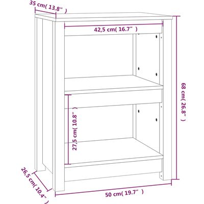 vidaXL Kirjahylly harmaa 50x35x68 cm täysi mänty