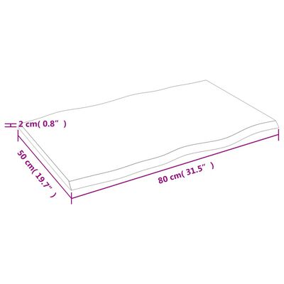 vidaXL Pöytälevy 80x50x2 cm käsittelemätön täystammi elävä reuna