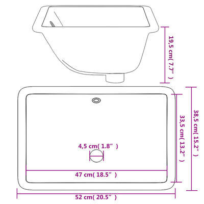 vidaXL Kylpyhuoneen pesuallas valk. 52x38,5x19,5 cm keraaminen