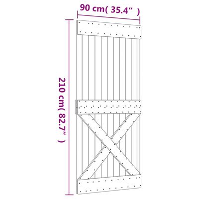 vidaXL Liukuovi asennustarvikkeineen 90x210 cm täysi mänty