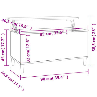 vidaXL Sohvapöytä betoninharmaa 90x44,5x45 cm tekninen puu