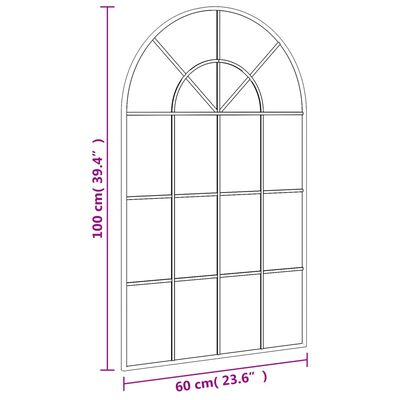 vidaXL Seinäpeili musta 60x100 cm kaari rauta